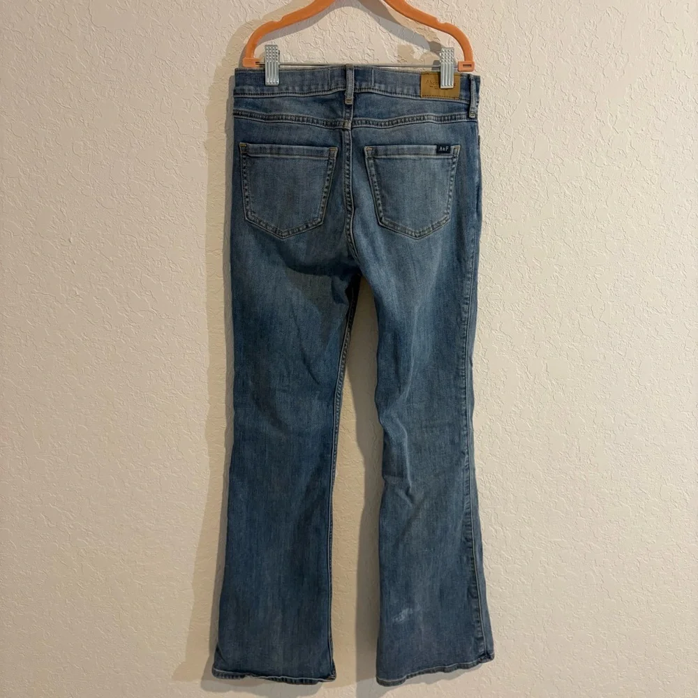 Abercrombie Girls size 13-14 Blue Jeans with Plaid Patch Details
